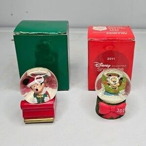 Lot of 2 JCPenney Snowglobes 2003 2011 Disney Mickey Mouse